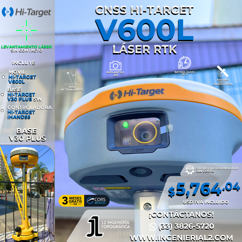 GNSS RTK Hi-Target V600L con láser RTK incluido para medición sin contacto